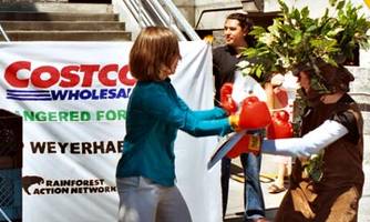 Demonstration outside a Costco store that sells Xerox products - Xerox used to source wood from Grassy Narrows' land.